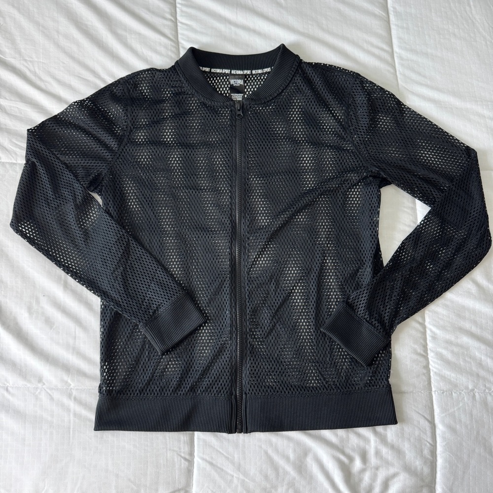 Black Mesh Zip-Up Jacket